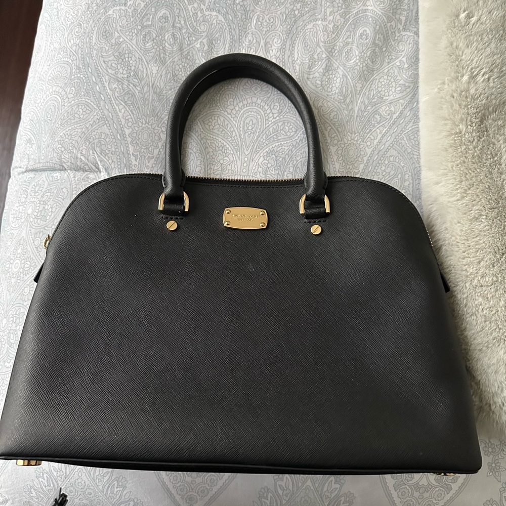 Michael Kors Black Satchel with Gold Accents